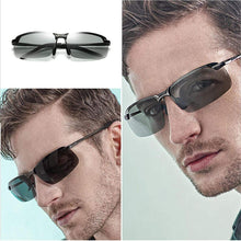Load image into Gallery viewer, Al-Mg Alloy Pochromic Sunglasses Men Polarized Chameleon Glasses Change Color Sun Glasses Day Night Vision Driving Goggles