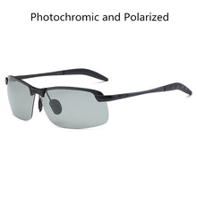 Load image into Gallery viewer, Al-Mg Alloy Pochromic Sunglasses Men Polarized Chameleon Glasses Change Color Sun Glasses Day Night Vision Driving Goggles