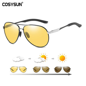 Occhiali da sole fotocromatici pilota per tutte le stagioni Occhiali da vista polarizzati per la visione notturna da uomo Occhiali da guida Oculos Driver Gafas De Sol