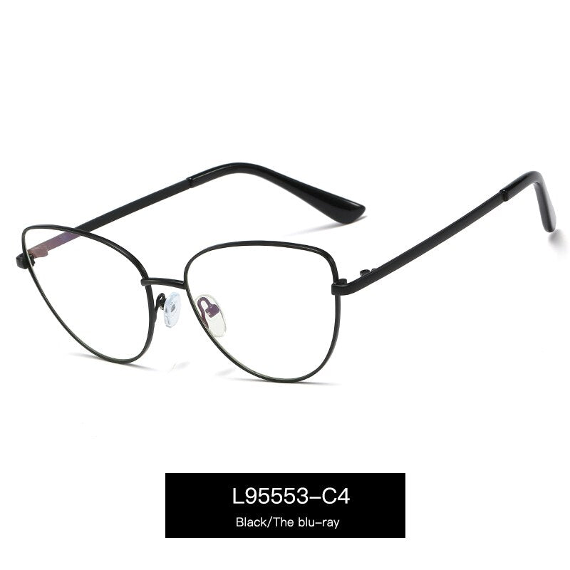 Alloy Eyeglasses Frame for Women Eyewear Full Rim Stylish Cat Eye UV400 Anti-Scratch Dust Proof Anti Radiation Coating Spectacle