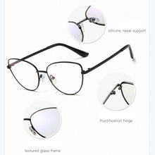 Load image into Gallery viewer, Alloy Eyeglasses Frame for Women Eyewear Full Rim Stylish Cat Eye UV400 Anti-Scratch Dust Proof Anti Radiation Coating Spectacle