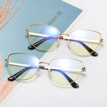 Load image into Gallery viewer, Alloy Eyeglasses Frame for Women Eyewear Full Rim Stylish Cat Eye UV400 Anti-Scratch Dust Proof Anti Radiation Coating Spectacle