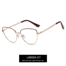 Load image into Gallery viewer, Alloy Eyeglasses Frame for Women Eyewear Full Rim Stylish Cat Eye UV400 Anti-Scratch Dust Proof Anti Radiation Coating Spectacle