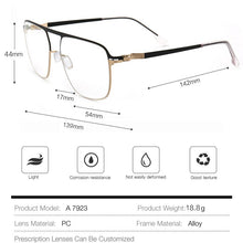 Load image into Gallery viewer, Alloy Myopia Glasses Frame Men Square Optical Prescription Eyeglasses Frame Metal Oversize ULTEM Frame Silicone Eyewear