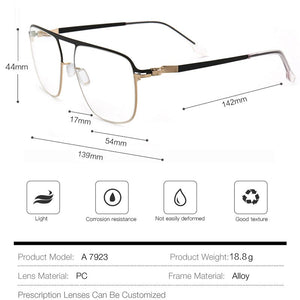 Alloy Myopia Glasses Frame Men Square Optical Prescription Eyeglasses Frame Metal Oversize ULTEM Frame Silicone Eyewear