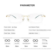 Load image into Gallery viewer, Alloy Screwless Rimless Glasses Frame Men Ultralight Square Eyeglasses Myopia Prescription Eye Glass Frameless Man Optical Frame