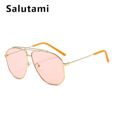 Alloy Square Polygon Sunglasses For Men 2023  Brand Pilot Aviation Sun Glasses Women Retro Pink Clear Oversize Shades