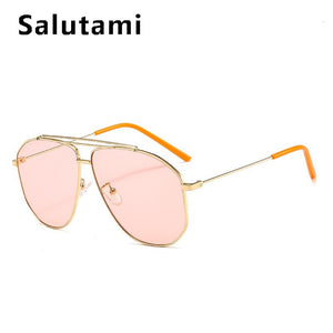 Alloy Square Polygon Sunglasses For Men 2023  Brand Pilot Aviation Sun Glasses Women Retro Pink Clear Oversize Shades