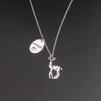 Always Snape Necklace Vintage Deer Eternal Heart Shape Silver Always Heart letter Doe Pendant Necklace Fashion Design Necklace