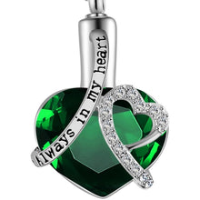 Load image into Gallery viewer, Always in my heart Locket screw Heart cremation memorial ashes urn birthstone necklace jewelry keepsake pendant