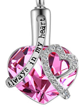 Load image into Gallery viewer, Always in my heart Locket screw Heart cremation memorial ashes urn birthstone necklace jewelry keepsake pendant