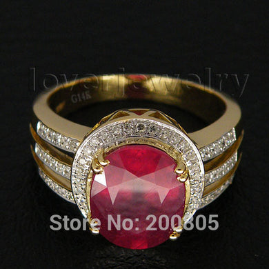 Amazing Jewelry! 4.50Ct Solid 14Kt Yellow Gold Diamond Red Ruby Ring,Ruby Wedding Ring Flash Sale