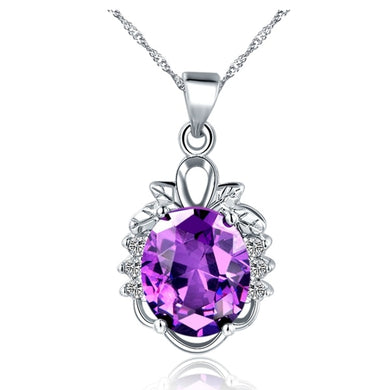 Amethyst Statement Necklace Collares Joyeria 3 Colors CZ Diamond Pendants Necklaces For Women Accessories Pingente Ulove N834