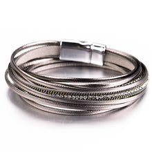 Carica l'immagine nel visualizzatore di Gallery, Braccialetti in pelle con strass in lega per gioielli da donna Decorazione Bracciale Regalo Abbigliamento Accessori Braccialetti e braccialetti 