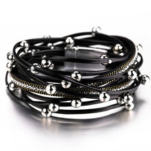 Carica l'immagine nel visualizzatore di Gallery, Braccialetti in pelle con strass in lega per gioielli da donna Decorazione Bracciale Regalo Abbigliamento Accessori Braccialetti e braccialetti 