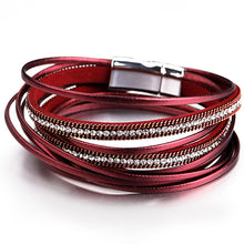 Carica l'immagine nel visualizzatore di Gallery, Braccialetti in pelle con strass in lega per gioielli da donna Decorazione Bracciale Regalo Abbigliamento Accessori Braccialetti e braccialetti 