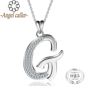 925 Real Silver Letter CZ Pendant Charming Alphabet Initial Choker Necklace Fine Jewelry For Women Man Boy CYD077G