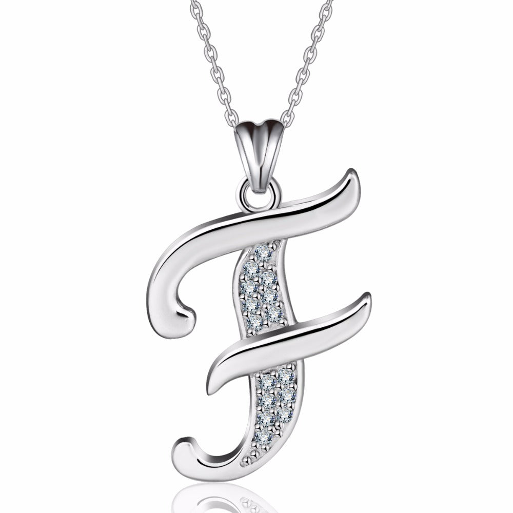 925 Sterling Silver Letters Pendant Charming Alphabet Initial Choker Necklace fine Jewelry For Women CYD077F
