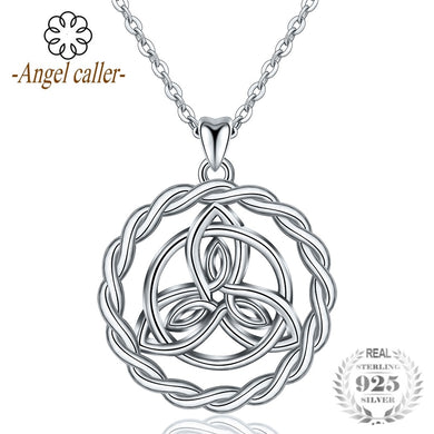 Collane con pendente Celtics rotondi in argento sterling 925 con nodo della Trinità Collana di moda di alta qualità con catena 18CYD123 