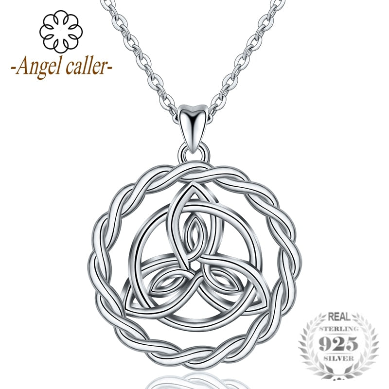 Collane con pendente Celtics rotondi in argento sterling 925 con nodo della Trinità Collana di moda di alta qualità con catena 18CYD123 