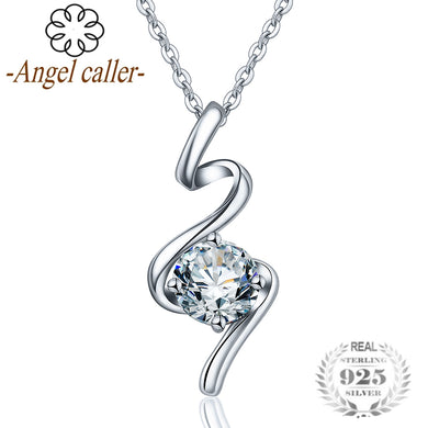925 Sterling Sliver Romantic Cubic Zirconia Love Pendant Necklace Charms Women Engagement Wedding Fashion Jewelry