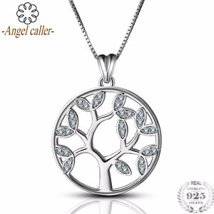 Real 925 Sterling Silver Tree of Life Pendant Necklaces for Women Girls Fine Sterling Silver Fine Jewelry CYD043