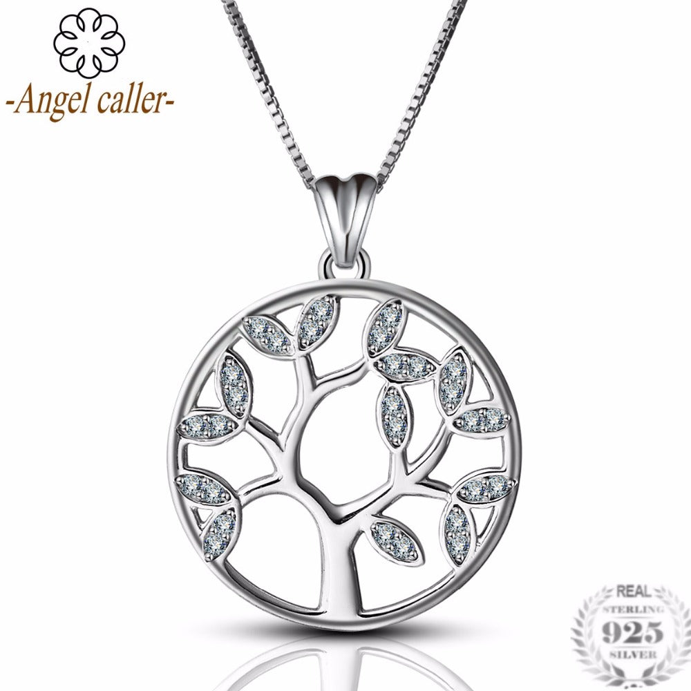 Real 925 Sterling Silver Tree of Life Pendant Necklaces for Women Girls Fine Sterling Silver Fine Jewelry CYD043