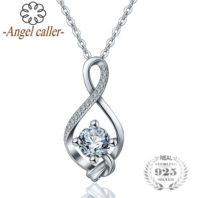 Sterling Silver Infinity Love Shiny CZ Pendant Necklace Women Luxury Fine Jewelry Girlfriend Birthd Gift CYD178
