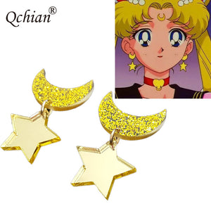 Anime Sailor Moon Earrings for Girls Sailor Moon Cospl Costume Kawaii Star Moon Space Earrings Ear Clip