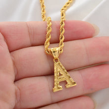 Carica l&#39;immagine nel visualizzatore di Gallery, Anniyo A-Z Letters Necklaces Women Men Gold Color Initial Pendant Rope Chain English Letter Jewelry Alphabe Africa Gift #058002B