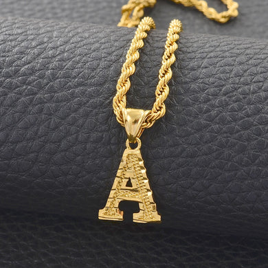 Anniyo A-Z Letters Necklaces Women Men Gold Color Initial Pendant Rope Chain English Letter Jewelry Alphabe Africa Gift #058002B
