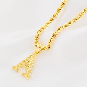Anniyo A-Z Letters Necklaces Women Men Gold Color Initial Pendant Rope Chain English Letter Jewelry Alphabe Africa Gift #058002B