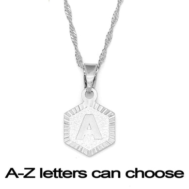 Anniyo A-Z Letters Silver Color Charm Pendant Necklaces Women Girls English Initial Alphabet Chain Jewelry Best Gifts #118621