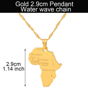 Africa Map Pendant Necklace Women Men Silver Color/Gold Color Ethiopian Jewelry Wholesale African Map Hiphop Item #132106