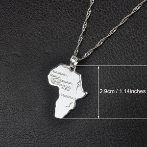 Africa Map Pendant Necklace Women Men Silver Color/Gold Color Ethiopian Jewelry Wholesale African Map Hiphop Item #132106