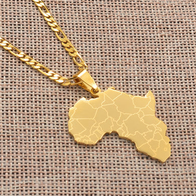 Anniyo Africa Map Pendant Necklaces Women Men Gold Color African Jewelry  #077621B