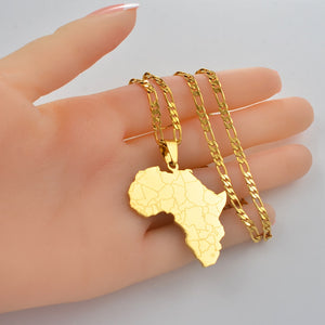 Anniyo Africa Map Pendant Necklaces Women Men Gold Color African Jewelry  #077621B