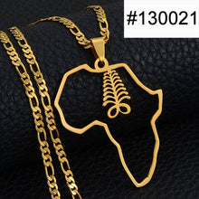 Carica l&#39;immagine nel visualizzatore di Gallery, Anniyo African Map &amp; Cultural Symbol Pendant Necklaces Women Men Gold Color Adinkra Gye Nyame Africa Ethnic Jewelry #129721