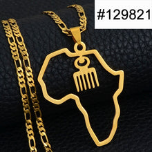 Carica l&#39;immagine nel visualizzatore di Gallery, Anniyo African Map &amp; Cultural Symbol Pendant Necklaces Women Men Gold Color Adinkra Gye Nyame Africa Ethnic Jewelry #129721