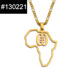 Carica l&#39;immagine nel visualizzatore di Gallery, Anniyo African Map &amp; Cultural Symbol Pendant Necklaces Women Men Gold Color Adinkra Gye Nyame Africa Ethnic Jewelry #129721