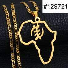 Carica l&#39;immagine nel visualizzatore di Gallery, Anniyo African Map &amp; Cultural Symbol Pendant Necklaces Women Men Gold Color Adinkra Gye Nyame Africa Ethnic Jewelry #129721