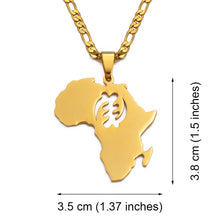 Carica l&#39;immagine nel visualizzatore di Gallery, Anniyo African Map Symbol Pendant Necklaces Women Men Gold Color Stainless Steel Adinkra Gye Nyame Ethnic Jewelry Ghana #128821