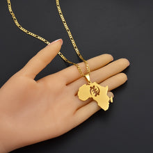 Carica l&#39;immagine nel visualizzatore di Gallery, Anniyo African Map Symbol Pendant Necklaces Women Men Gold Color Stainless Steel Adinkra Gye Nyame Ethnic Jewelry Ghana #128821