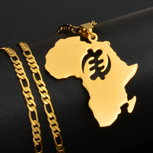 Carica l&#39;immagine nel visualizzatore di Gallery, Anniyo African Map Symbol Pendant Necklaces Women Men Gold Color Stainless Steel Adinkra Gye Nyame Ethnic Jewelry Ghana #128821