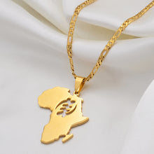 Carica l&#39;immagine nel visualizzatore di Gallery, Anniyo African Map Symbol Pendant Necklaces Women Men Gold Color Stainless Steel Adinkra Gye Nyame Ethnic Jewelry Ghana #128821