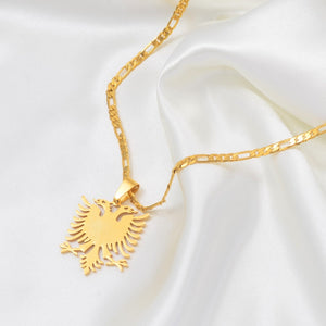 Anniyo Albania Eagle Pendant Necklaces Gold Color & Stainless Steel Jewelry Ethnic Gifts for Women Men #068921