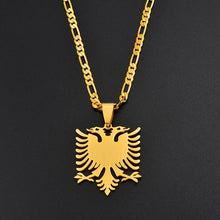 Load image into Gallery viewer, Anniyo Albania Eagle Pendant Necklaces Gold Color &amp; Stainless Steel Jewelry Ethnic Gifts for Women Men #068921