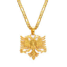 Load image into Gallery viewer, Anniyo Albania Eagle Pendant Necklaces for Men Women Gold Color Albanian  Jewelry Ethnic Gifts Kosovo #233406