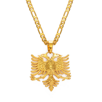 Anniyo Albania Eagle Pendant Necklaces for Men Women Gold Color Albanian  Jewelry Ethnic Gifts Kosovo #233406