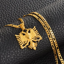 Load image into Gallery viewer, Anniyo Albania Eagle Pendant Necklaces for Men Women Gold Color Albanian  Jewelry Ethnic Gifts Kosovo #233406